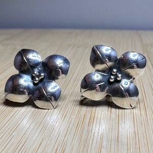 Vintage Made in Mexico
Mex screw back pair of dogwood earrings. 
Stamped Sterlin